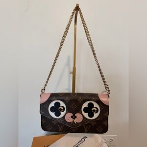 Louis Vuitton Monogram Brown and Pink Clutch